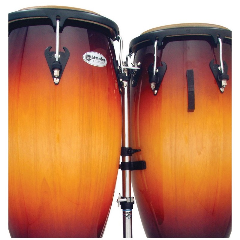 PAR DE CONGA LP, SERIE MATADOR CUSTOM, 11 + 11 3/4, MADERA Siam Oak, COLOR SONBURST, CON SOPORTE CROMADO
