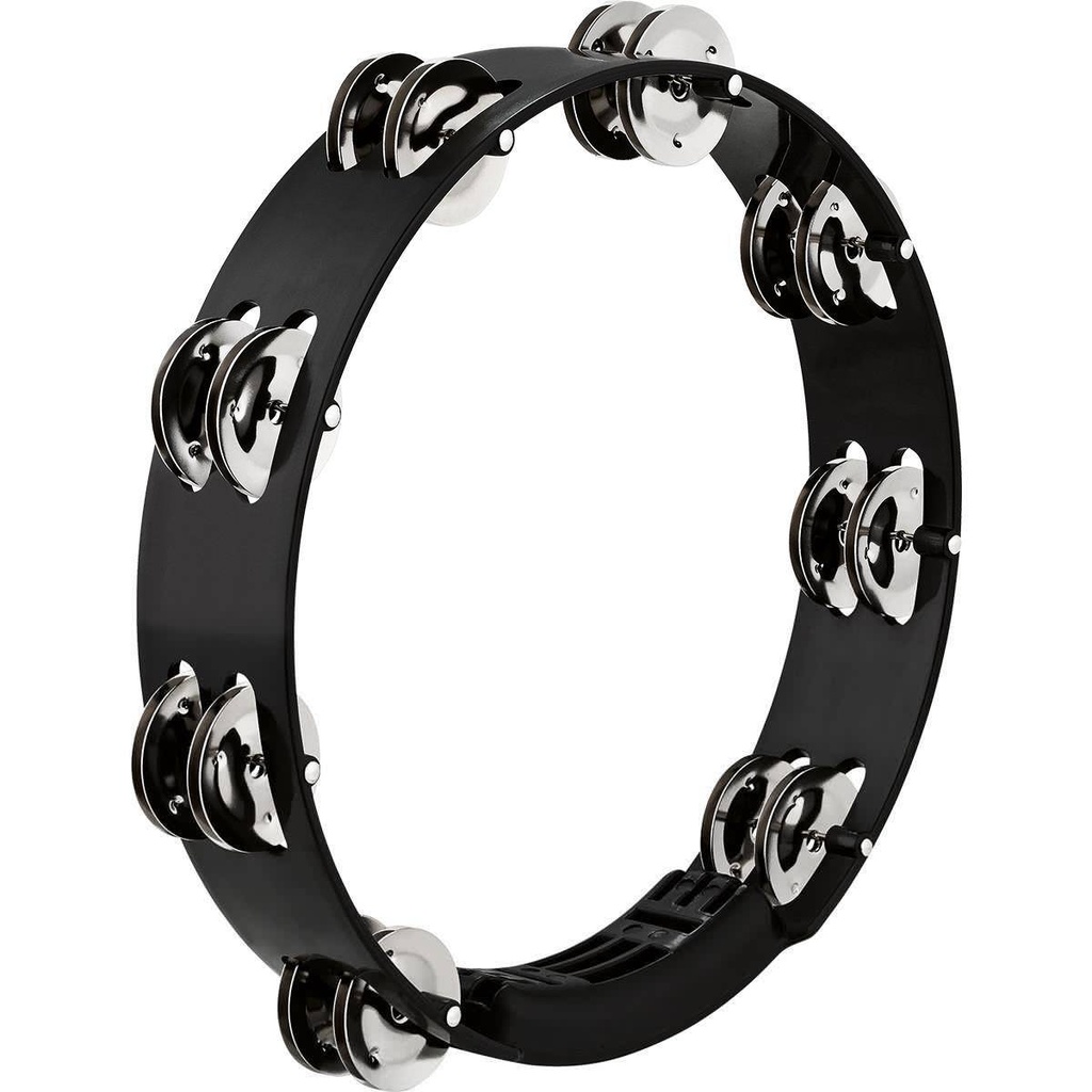 PANDERETA MEINL, 2 FILAS, 16 ANILLOS DOBLES, COLOR NEGRO