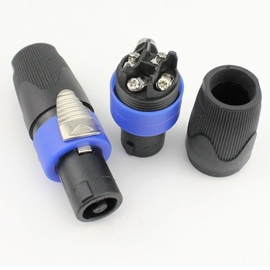 CONECTOR NEUTRIK, SPEAKON, COLOR NEGRO CON AZUL