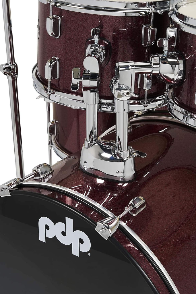 BATERIA ACUSTICA PDP, SERIE CENTER STAGE, 5PCS, COLOR RUDY RED SPARKLE, MEDIDAS: 22, 10,12,14,16