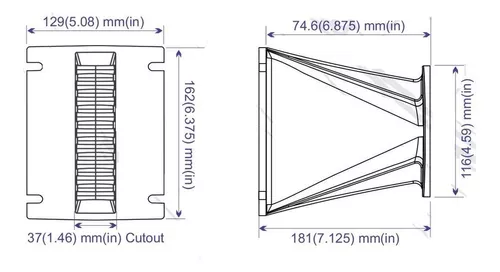 GUIA DE ONDA PRV AUDIO, PARA SISTEMA AEREO, ALUMINIO, SALIDA 1.4 BOLT-ON, COBERTURA 140°, COLOR NEGRO