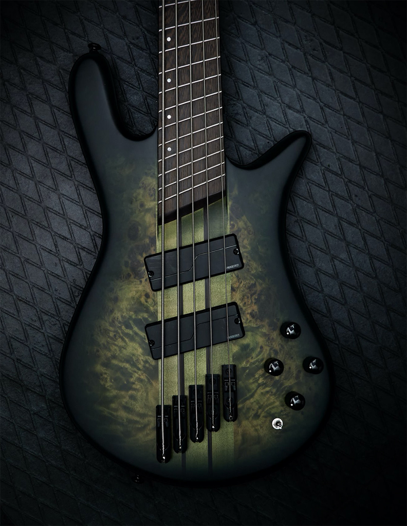 BAJO ELECTRICO SPECTOR, SERIE NS DOMENSION, 5 CUERDAS, ACTIVO, MADERA ALAMO, PANTANO DE CENIZA, WENGUÉ,, COLOR MATE DE MUSGO EMBRUJADO