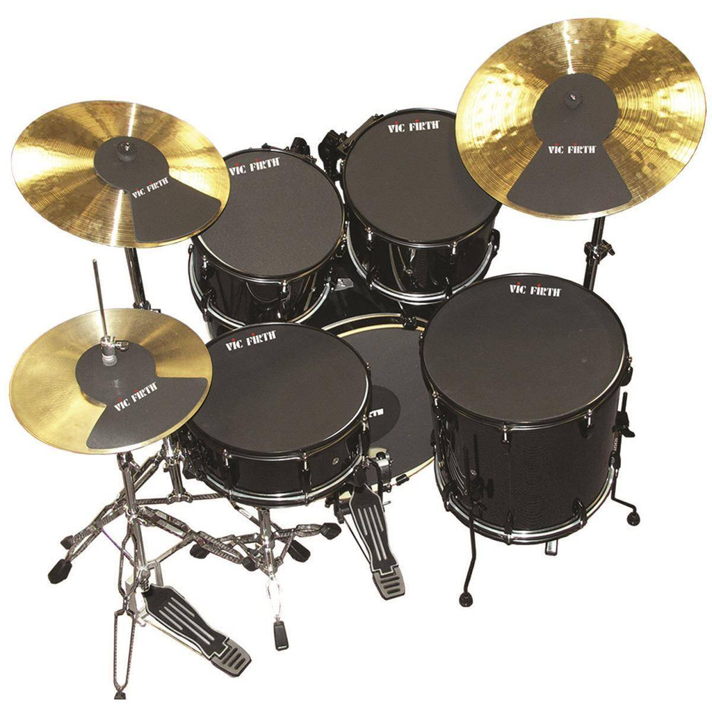 SET DE SILENCIADORES VIC FIRT, 8 PIEZAS, 4 PARA TAMBORES, 3 PARA PLATILLOS, 1 PARA BOMBO, COLOR NEGRO