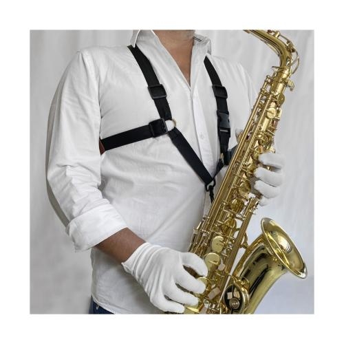 CINCHO PARA SAXOFON VIVALDI, EN X, COLOR NEGRO Y CAFE