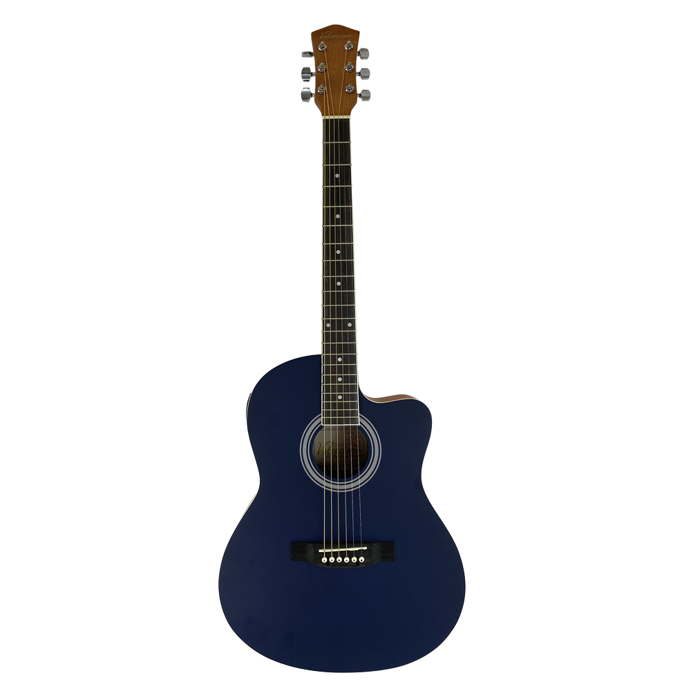 GUITARRA ELECTRO-ACUSTICA VALENCIANA, DE 39", SLIM, CURTAWAY, COLOR AZUL MATE
