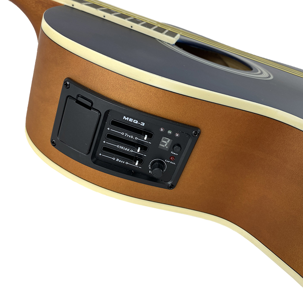 GUITARRA ELECTRO-ACUSTICA VALENCIANA, DE 39", SLIM, CURTAWAY, COLOR AZUL MATE