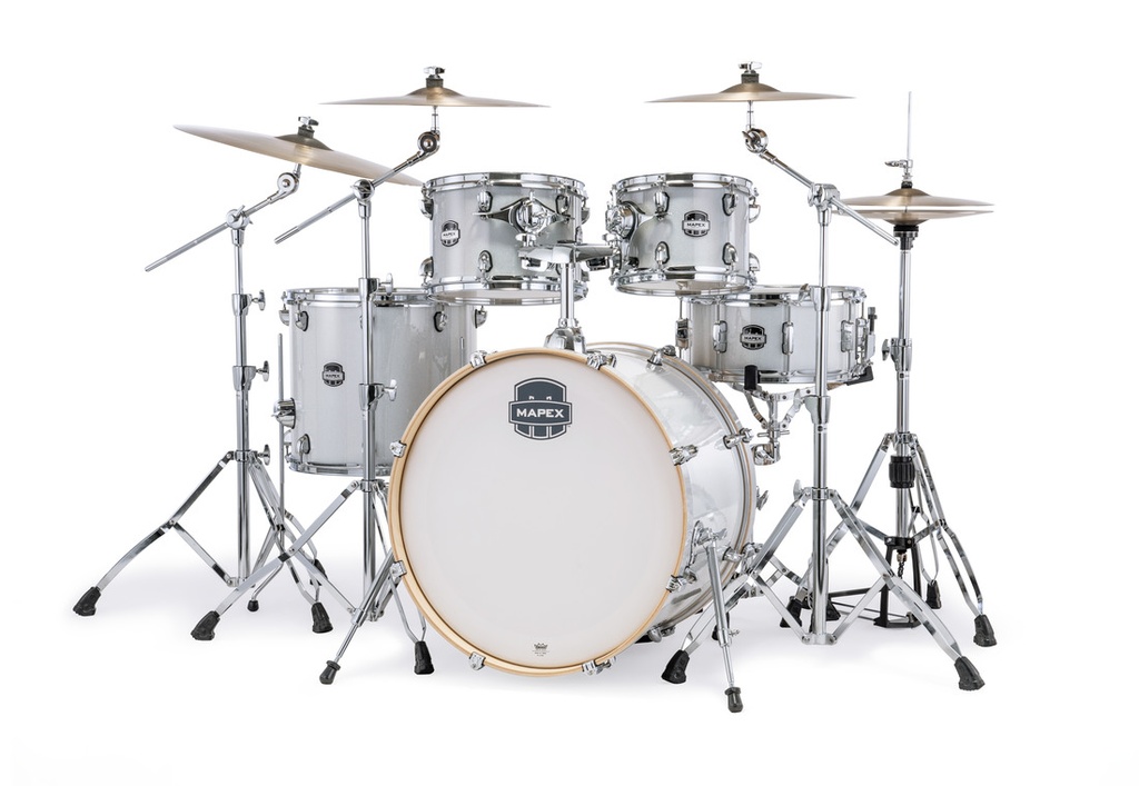 BATERIA ACUSTICA MAPEX, SERIE MARS, 5PCS, COLOR BRILLO DE DIAMANTE (DT), MEDIDAS: 22", 10", 12", 16", 14"X6.5"