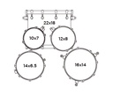 BATERIA ACUSTICA MAPEX, SERIE MARS, 5PCS, COLOR BRILLO DE DIAMANTE (DT), MEDIDAS: 22", 10", 12", 16", 14"X6.5"