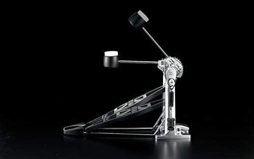 PEDAL TAMA DOBLE PARA BOMBO, TRANSMISION DE CADENA SIMPLE, COLOR NEGRO Y ALUMINIO MATE