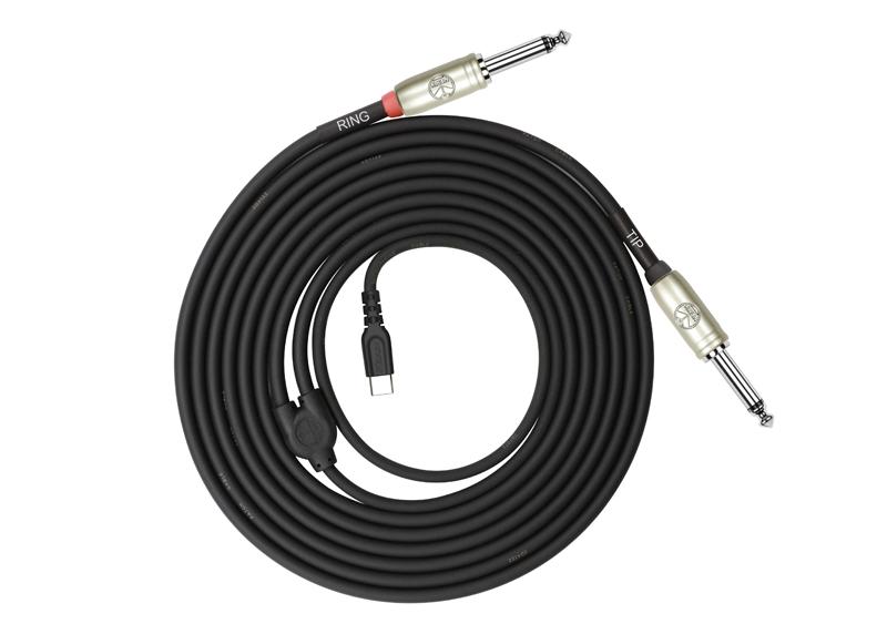 CABLE (Y) KIRLIN, (PARA MUSICA) USB C - 2x TS/PLUG 1/4 (TIP-RING), CAPA LISO NEGRO, 2 METROS