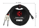 CABLE (Y) KIRLIN, (PARA MUSICA) USB C - 2x TS/PLUG 1/4 (TIP-RING), CAPA LISO NEGRO, 2 METROS