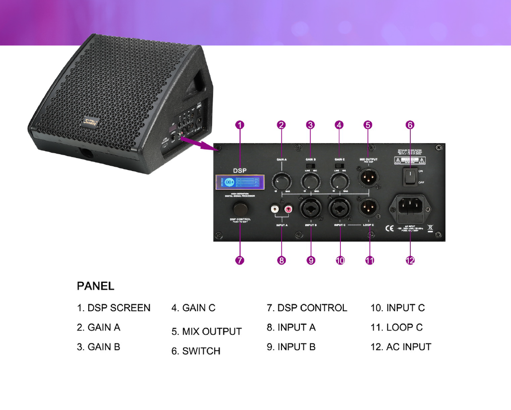 ALTAVOZ ACTIVO SOUNDKING, COAXIAL, (MONITOR DE PISO 1X15"), CLASE D, 129 dB/SPL MAX, DSP, EQ,LIMIT, DELAY,