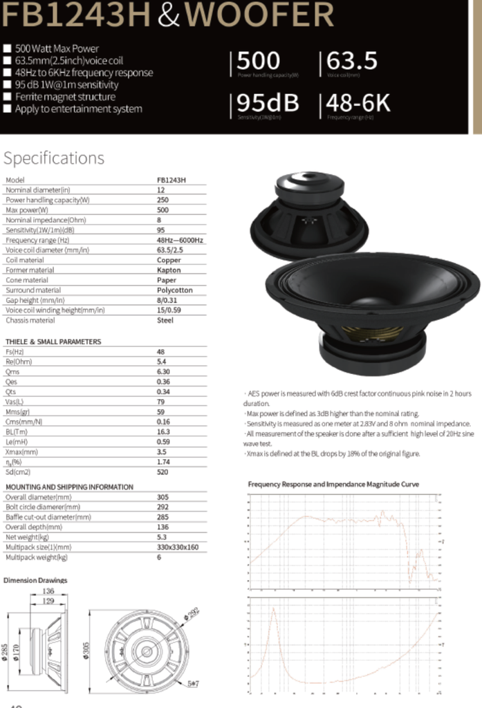 ALTAVOZ PASIVO SOUNDKING, (BOCINA SIN CAJA) DE 10", 700 WATTS MAX, 8 OHM, 65Hz - 5kHz, 96 dB, FERRITA (copia)