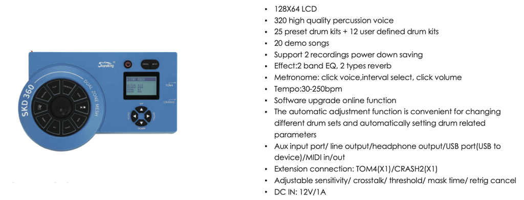 BATERIA ELECTRICA SOUNDKING, PADS MESH, SENSACION Y SONIDO REALISTA, 10 PIEZAS, EQ, METRONOMO, REVERB