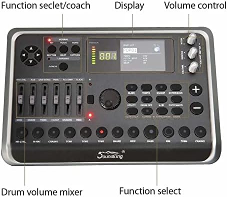 BATERIA ELECTRICA SOUNDKING, 500 TIMBRES, 36 KIT DRUMS PRESETS, 20 DEMO,  8 PIEZAS, PANTALLA TFT LCD, EQ, EFECTOS (copia)