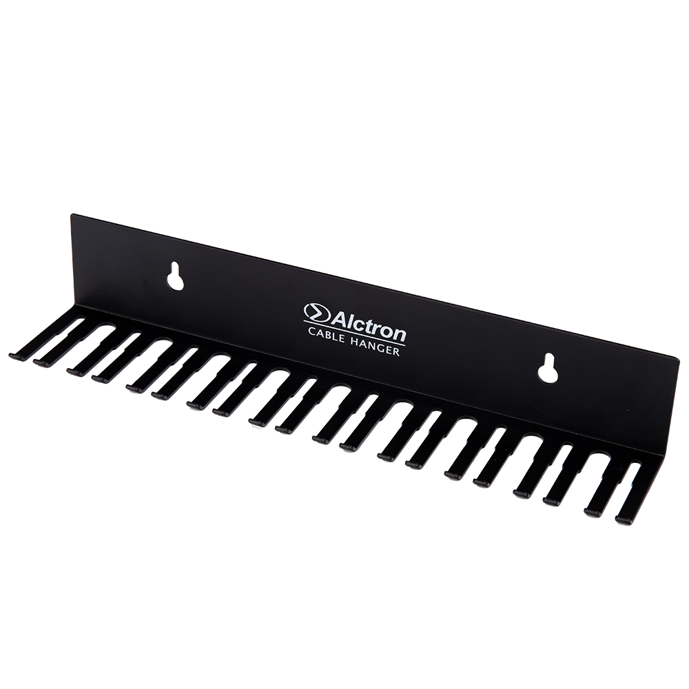COLGADOR DE CABLES ALCTRON, PARA INSTALACION EN PARED, 19 ESPACIOS, COLOR NEGRO