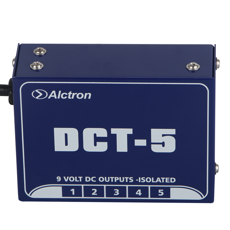 FUENTE DE ALIMENTACION ALCTRON, 5 CONECTORES 9V, 50mA, PARA PEDALES, MATERIAL DE METAL ROBUSTA, COLOR AZUL