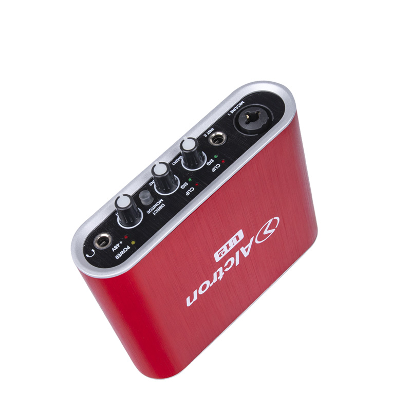 INTERFAZ DE AUDIO ALCTRON, 1 CANAL HIBRIDO, 1 CANAL TRS, 24 BITS/96 kHz, USB, COLOR ROJO