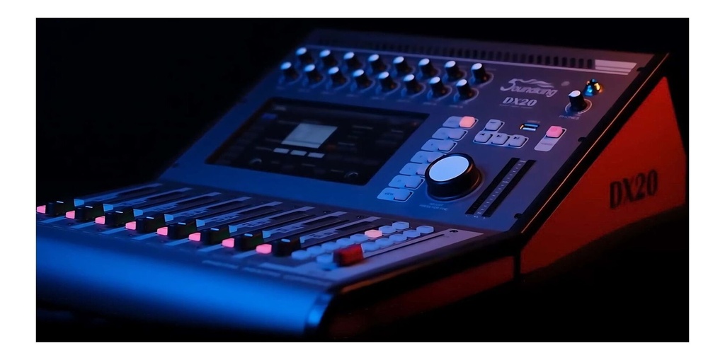 MEZCLADORA DIGITAL SOUNDKING, (CONSOLA) 16 ENTRADAS (12 XLR/LINE) (4 PLUG MON), 6 SALIDAS (2 XLR MAIN) (4 AUX), USB REC/PLAY, EQ, COMP, EFX, INTERFACE, APP CONTROL (copia)