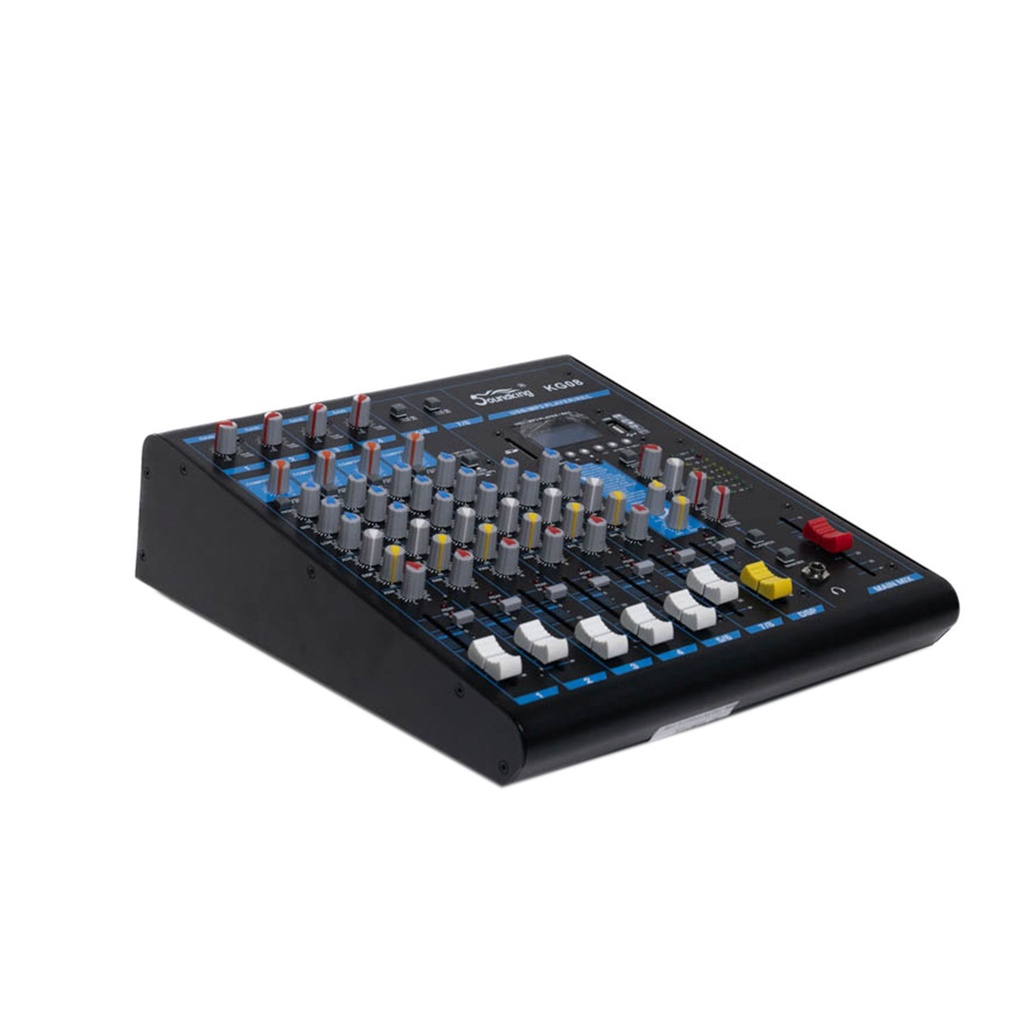 MEZCLADORA PASIVA SOUNDKING, (CONSOLA ANALOGA) 10 ENTRADAS (6 XLR/LINE) (4 PLUG MONO), 48V+, 6 SALIDAS (4 PLUG MONO) (2 XLR MAIN LR), RCA IN/OUT, USB REC/PLAY, BT, EFX, COMP. (copia)