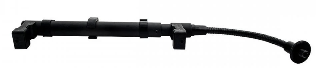 PEDESTAL DE MICROFONO ALCTRON, PARA AMPLIFICADOR O GABINETE DESDE 14 A 21 CM DE PROFUNDIDAD,  BRAZO CUELLO DE CISNE, ACERO INOXIDABLE, COLOR NEGRO
