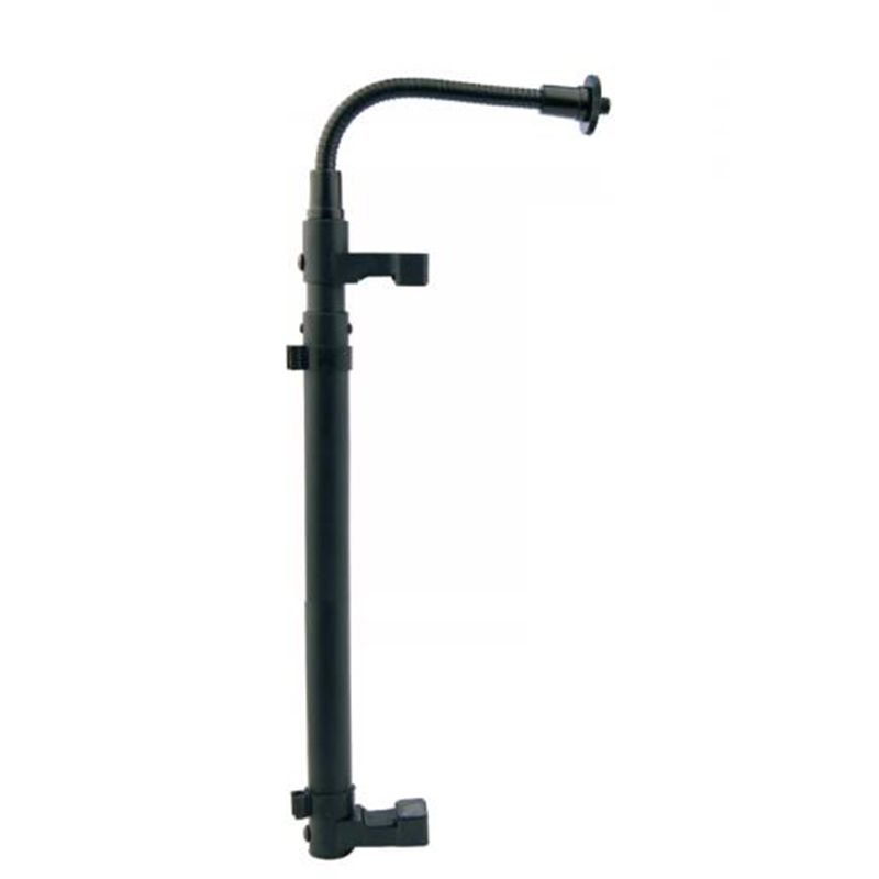 PEDESTAL DE MICROFONO ALCTRON, PARA AMPLIFICADOR O GABINETE DESDE 14 A 21 CM DE PROFUNDIDAD,  BRAZO CUELLO DE CISNE, ACERO INOXIDABLE, COLOR NEGRO
