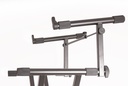 PEDESTAL PARA DOBLE TECLADO SOUNDKING, ESTILO X, DOBLE BARRA, ELEGANTE Y ROBUSTO, AJUSTABLE, COLOR NEGRO