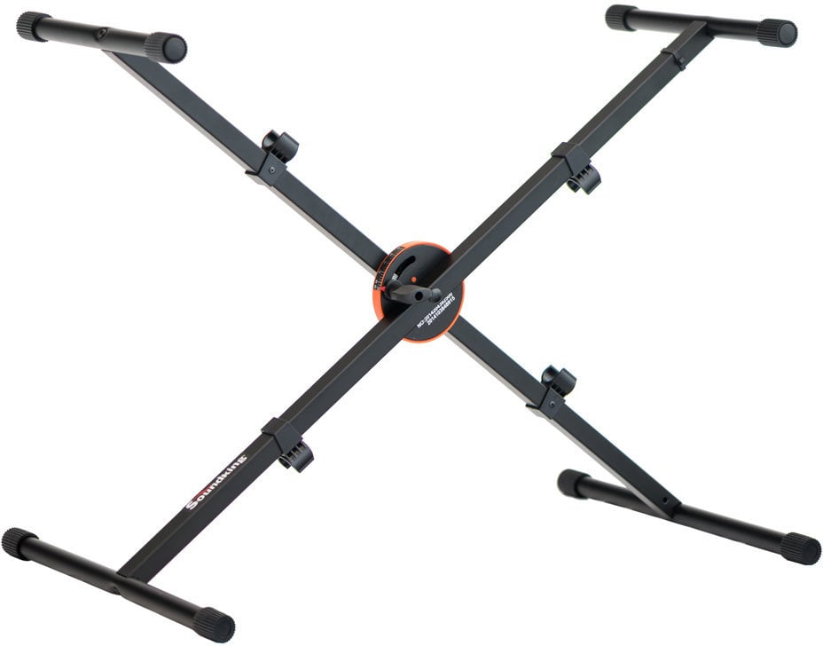 PEDESTAL PARA TECLADO SOUNDKING, ESTILO X, ELEGANTE Y ROBUSTO, AJUSTABLE, COLOR NEGRO
