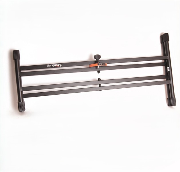 PEDESTAL PARA TECLADO SOUNDKING, ESTILO X, DOBLE BARRA, ELEGANTE Y ROBUSTO, AJUSTABLE, COLOR NEGRO