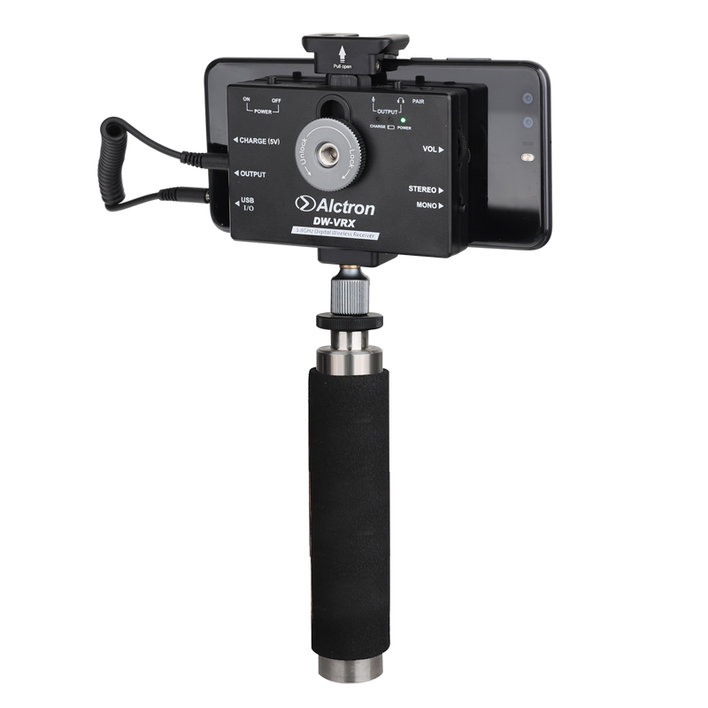SISTEMA DE TRANSMISOR Y RECEPTOR ALCTRON, PARA TELEFONOS Y CAMARAS DSLR, INCLUYE MICROFONO INALAMBRICO, 24 BITS/96kHz, RADIO TRANSMISION 5.8G