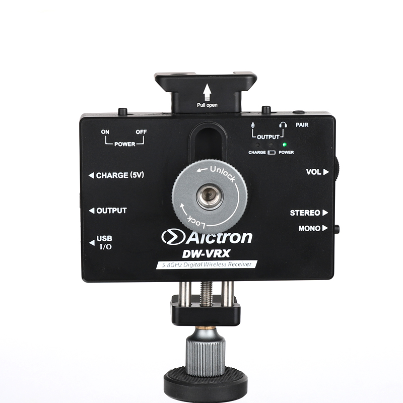 SISTEMA DE TRANSMISOR Y RECEPTOR ALCTRON, PARA TELEFONOS Y CAMARAS DSLR, INCLUYE MICROFONO INALAMBRICO, 24 BITS/96kHz, RADIO TRANSMISION 5.8G