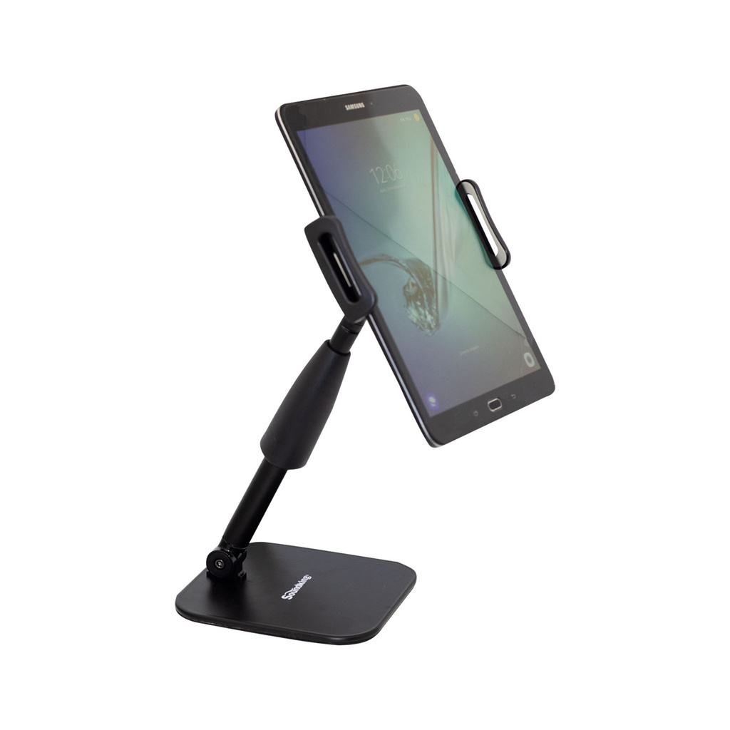 SOPORTE DE MESA SOUNDKING, PARA TABLET O IPAD, CLIP DE 12.5 Y 19 CM, ROTACION 360, COLOR NEGRO