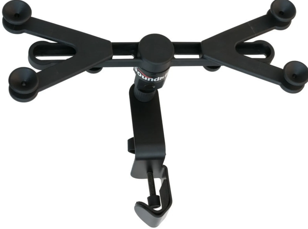 SOPORTE DE PEDESTAL SOUNDKING, PARA TELEFONO, TABLET O IPAD, CLIP DE 6 X 11 PULGADAS, COLOR NEGRO