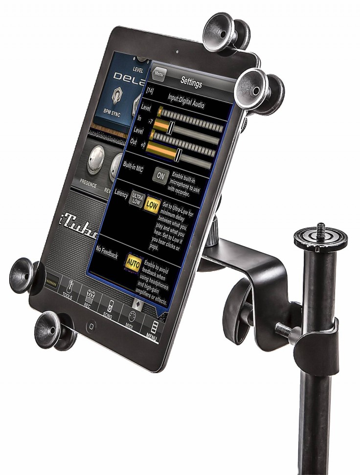 SOPORTE DE PEDESTAL SOUNDKING, PARA TELEFONO, TABLET O IPAD, CLIP DE 6 X 11 PULGADAS, COLOR NEGRO