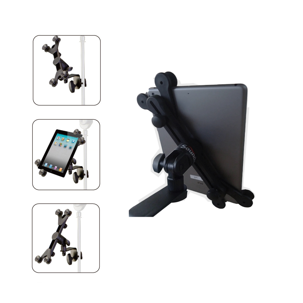 SOPORTE DE PEDESTAL SOUNDKING, PARA TELEFONO, TABLET O IPAD, CLIP DE 6 X 11 PULGADAS, COLOR NEGRO