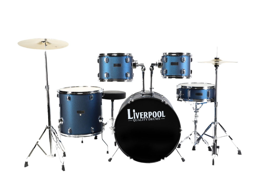 BATERIA ACUSTICA LIVERPOOL, 5PCS, AZUL PERLADO MATE, ARO CROMADO