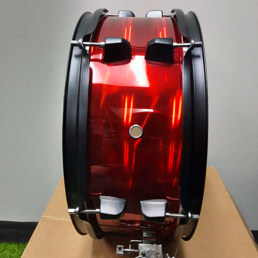 BATERIA ACUSTICA LIVERPOOL, 5PCS, ROJO LISO CON DESTELLOS, ARO NEGRO