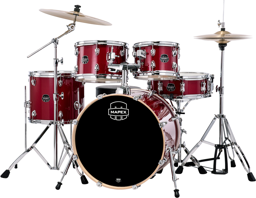 BATERIA ACUSTICA MAPEX, SERIE VENUS, 5PCS, BRILLO ROJO CARMESI, MEDIDAS: 22", 10", 12", 16", 1"