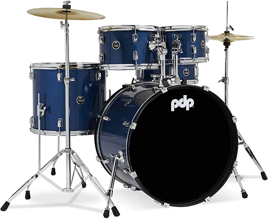 BATERIA ACUSTICA PDP, SERIE CENTER STAGE, 5PCS, COLOR BRILLANTE AZUL REAL, MEDIDAS: 22, 10,12,14,16