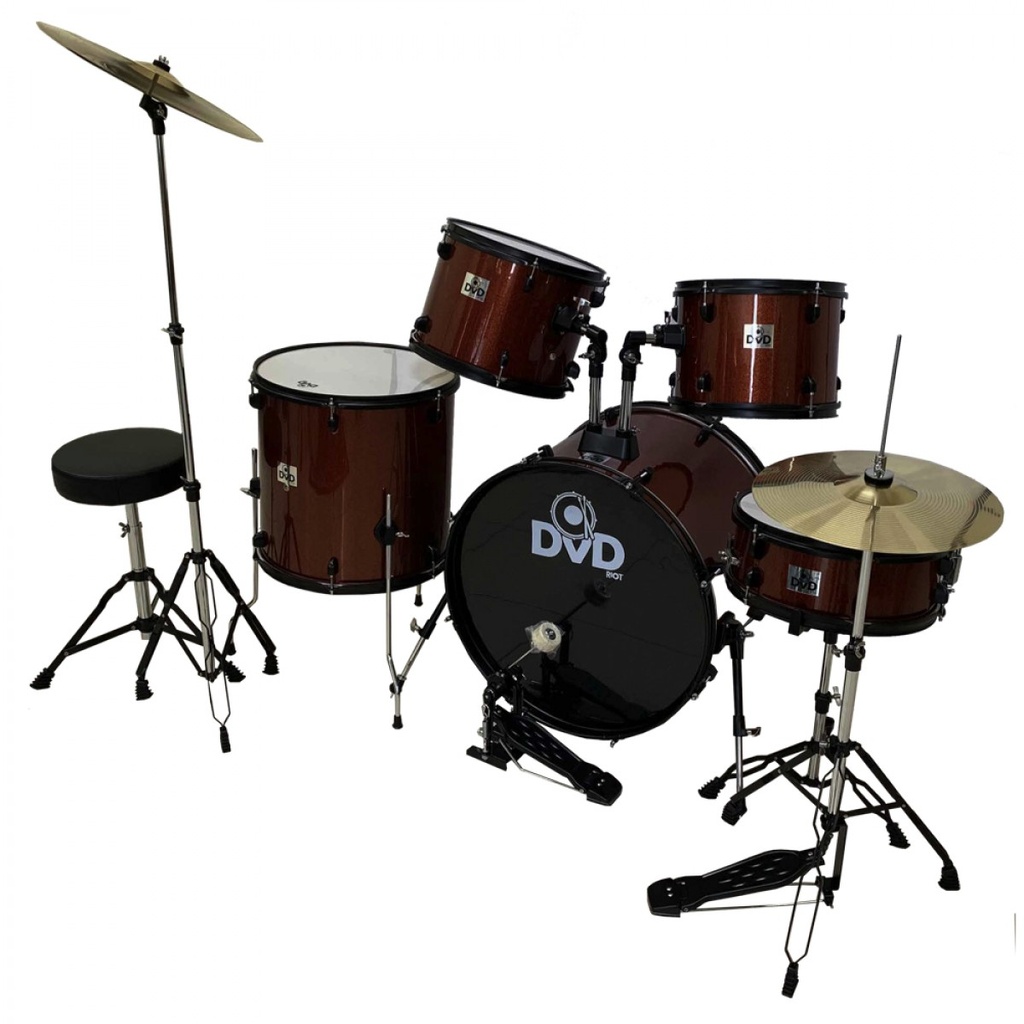 BATERIA ACUSTICA RIOT DVD, 5 PCS, TERRACOTA PERLADO, ARO NEGRO
