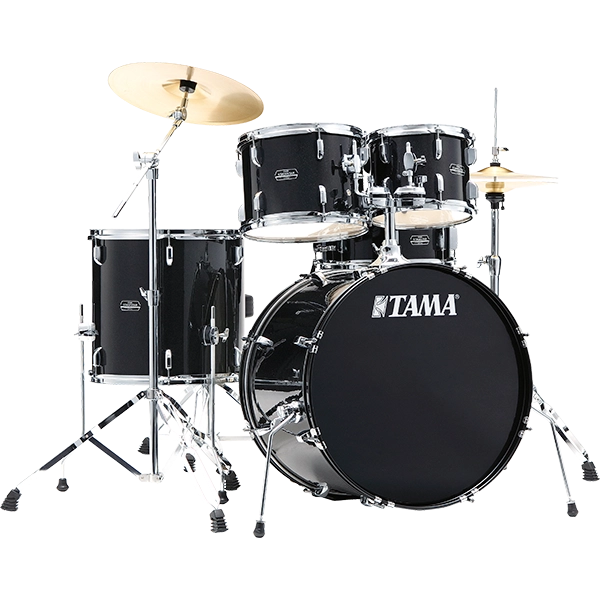 BATERIA ACUSTICA TAMA, 5PCS, BLACK NIGHT SPARKLE, ARO CROMADO, INCLUYE PLATILLOS Y BANCO
