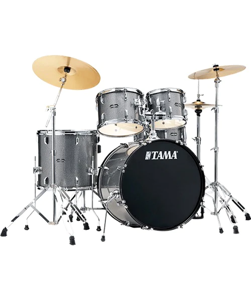 BATERIA ACUSTICA TAMA, 5PCS, COSMIC SILVER SPARKLE, ARO CROMADO, INCLUYE PLATILLOS Y BANCO
