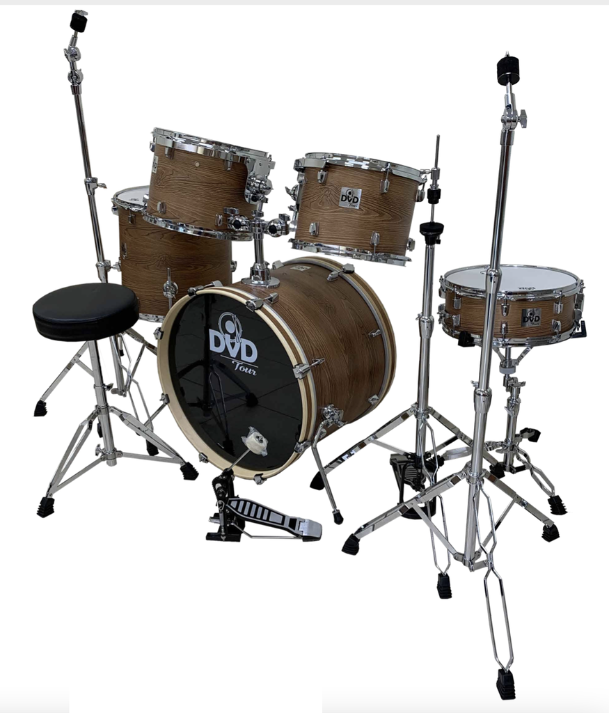 BATERIA ACUSTICA TOUR DVD, 5PCS, MADERA BETEADO CLARO, ARO CROMADO