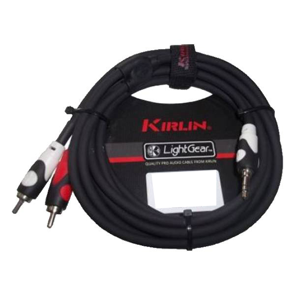 CABLE (Y) KIRLIN, (PARA MUSICA), TRS 1/8 - 2x RCA (TIP-RING), CAPA LISO NEGRO, 3 METROS