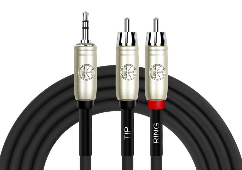CABLE (Y) KIRLIN, (PARA MUSICA), TRS 1/8 - 2x RCA, CAPA LISO NEGRO, 3 METROS, 24AWG