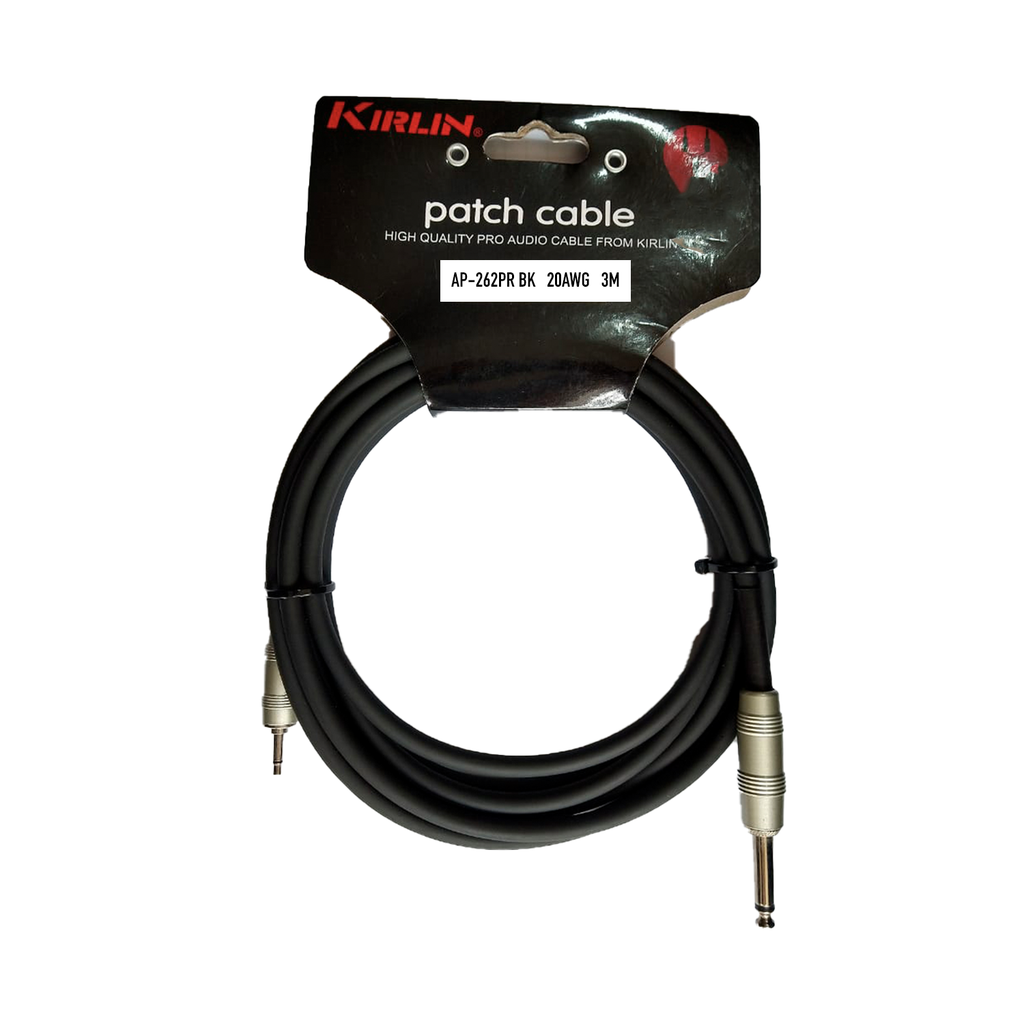 CABLE DE CONEXION UNICA KIRLIN, TS 1/8 - TS 1/4 , CAPA LISO NEGRO, 3 METROS