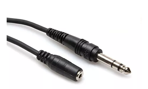 CABLE EXTENSION KIRLIN, TRS 1/8 HEMBRA - TRS 1/4 MACHO, CAPA LISO NEGRO, 6 METROS