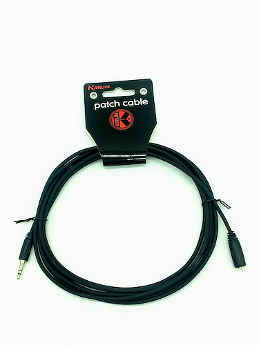 CABLE EXTENSION KIRLIN, TRS 1/8 HEMBRA - TRS 1/8 MACHO, CAPA LISO NEGRO, 6 METROS