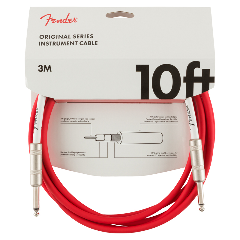 CABLE PARA INSTRUMENTO FENDER, FIESTA RED, 10 PIES (3METROS)
