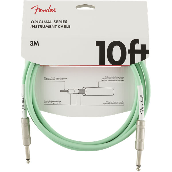 CABLE PARA INSTRUMENTO FENDER, VERDE SURF, 10 PIES (3METROS)